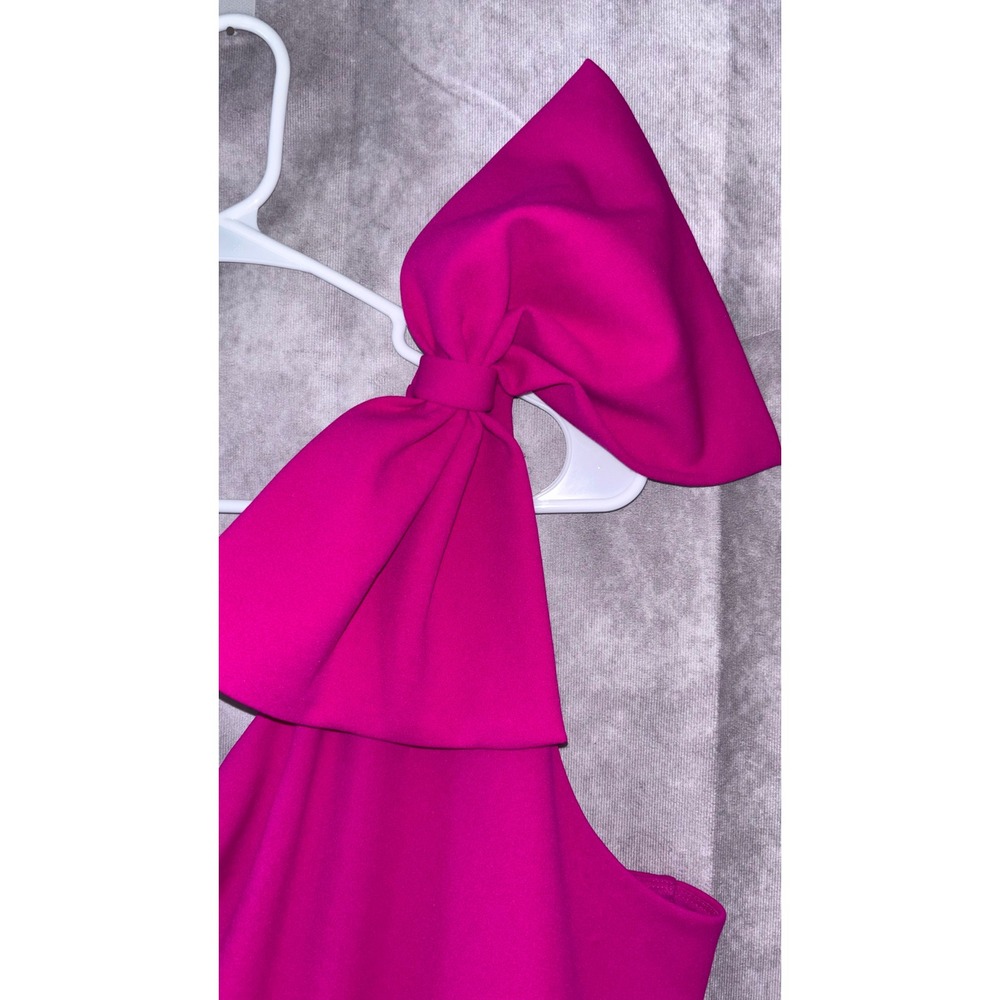 NWT Express Pink Fuchsia One Shoulder Wide Leg Bow Sleeveless Jumpsuit Women XL - Picture 7 of 10
